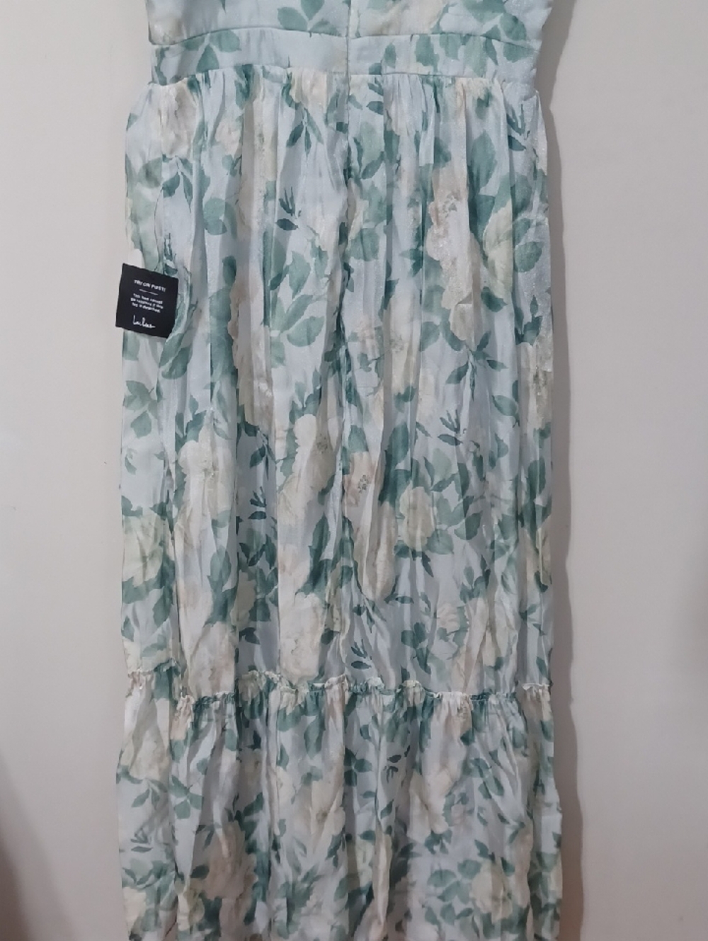 Lulu's Mint Floral Ruffle-Sleeve Maxi Dress. Wedding/Party Dress NWT Sz XL - Picture 10 of 12